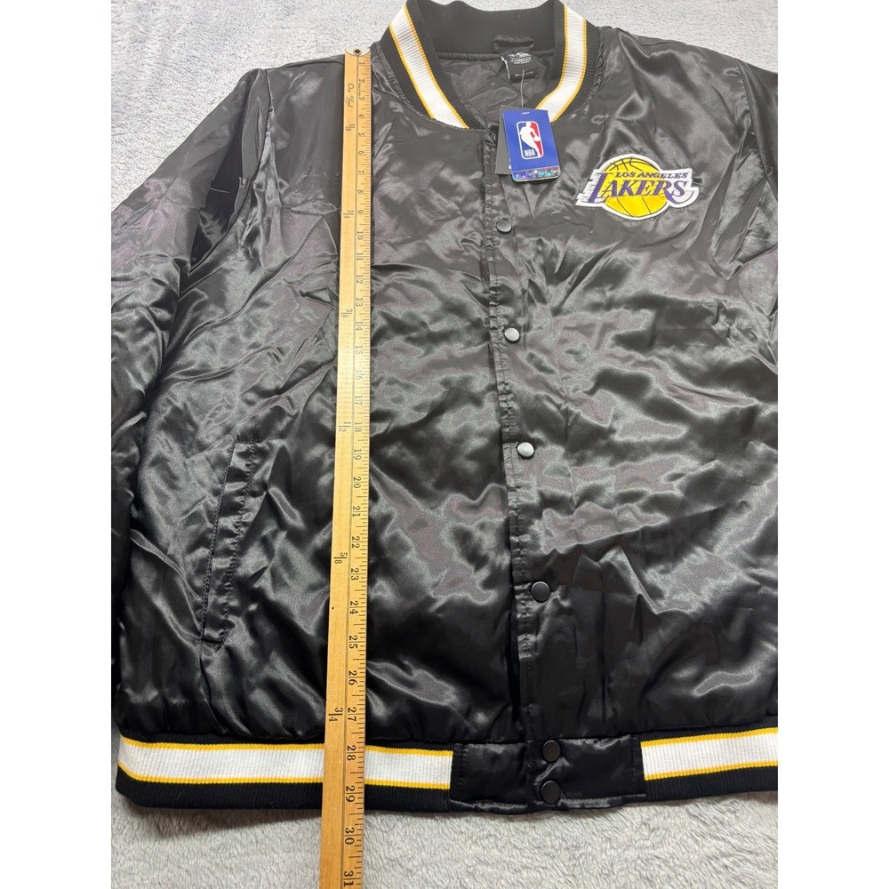 Los Angeles Lakers Satin Bomber Jacket NBA Men's Size 3XL Black Yellow - Picture 8 of 8